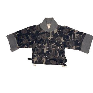 KENZO VTG Y2K Cape-feel Wool Waist Length Printed 3/4 Large Sleeve Jacket 42